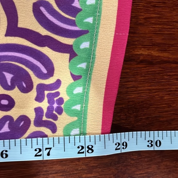 Zara Womens Pants M Gold Red Purple Wide Leg Flare Boho Stretch Waist side Vents - Picture 14 of 14